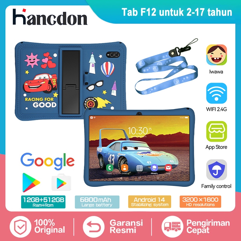 Hancdon Tablet Anak Android 12GB+512GB 10.1inch Wifi 5G Dual SIM Harga Rendah Tablet Tablet Gaming k