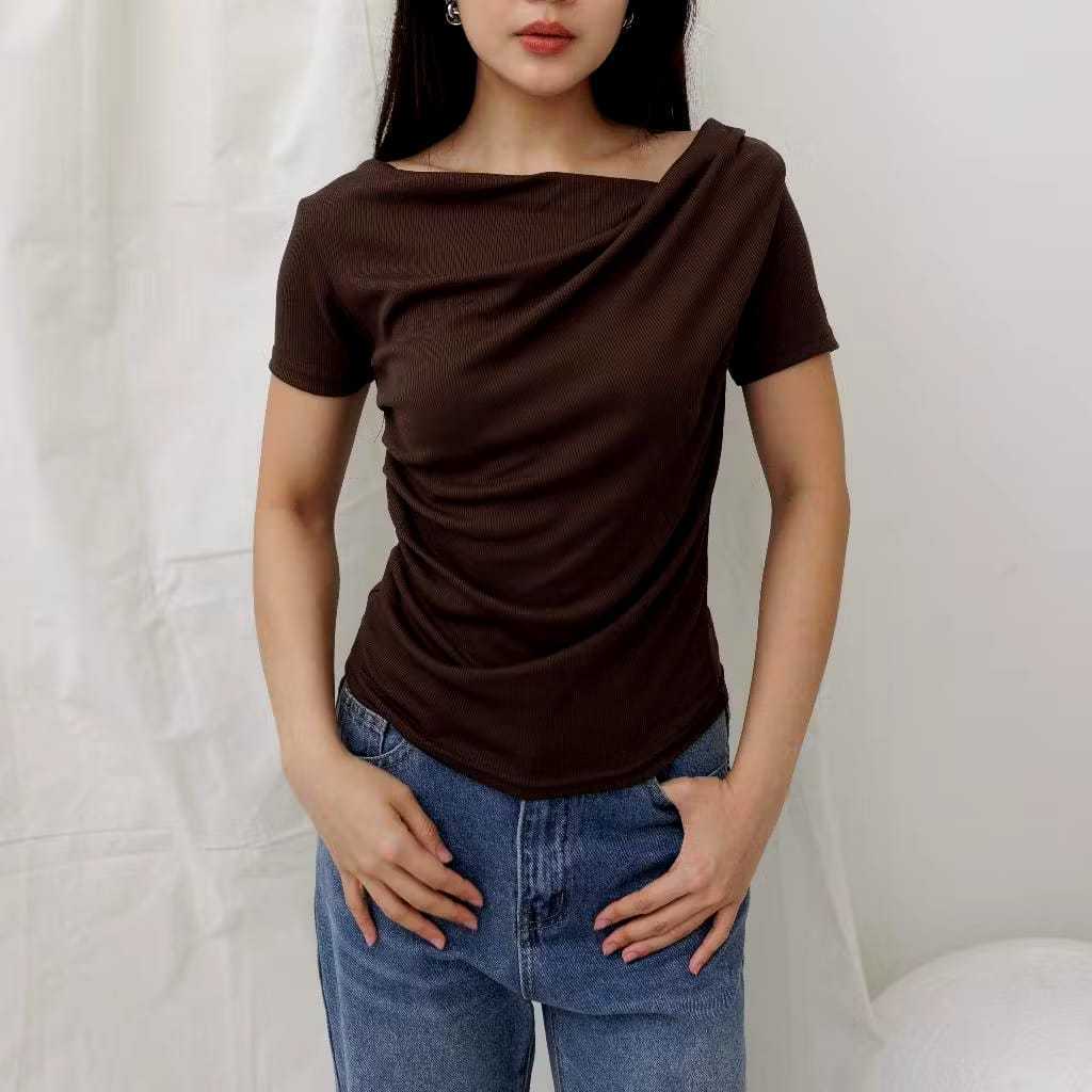 NU TOP | Atasan Knit Wanita Korean Top Baju Knit Wanita Lengan Pendek Basic Short Sleeve