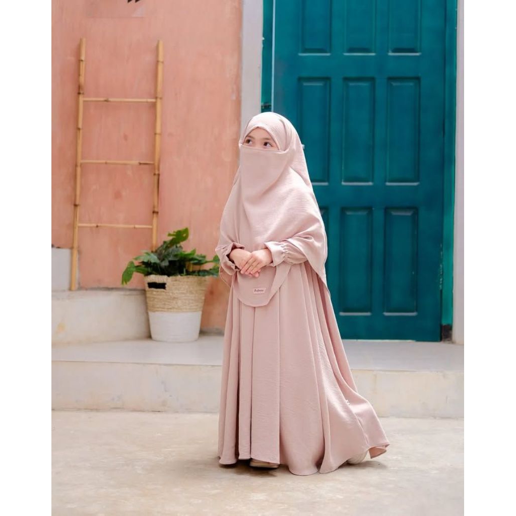Gamis anak cadar syar'i satu set gamis niqab anak terbaru