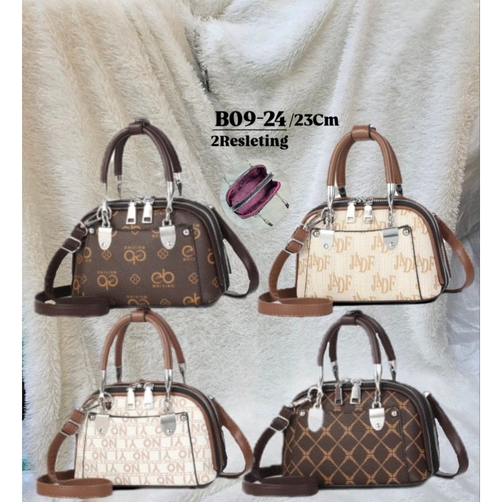 Tas Import Wanita - Alma Motif Medium 2 Resleting Slingbag/Slempang B09-24
