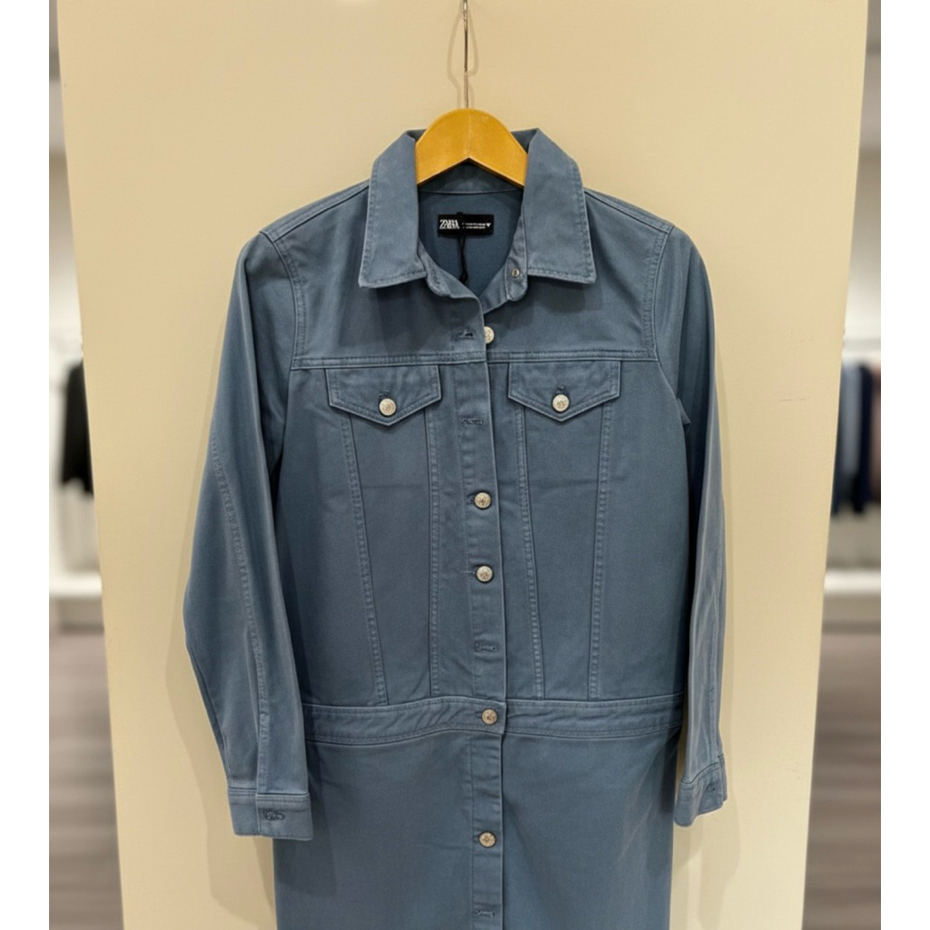 Zara Denim Shirt Dress Blue