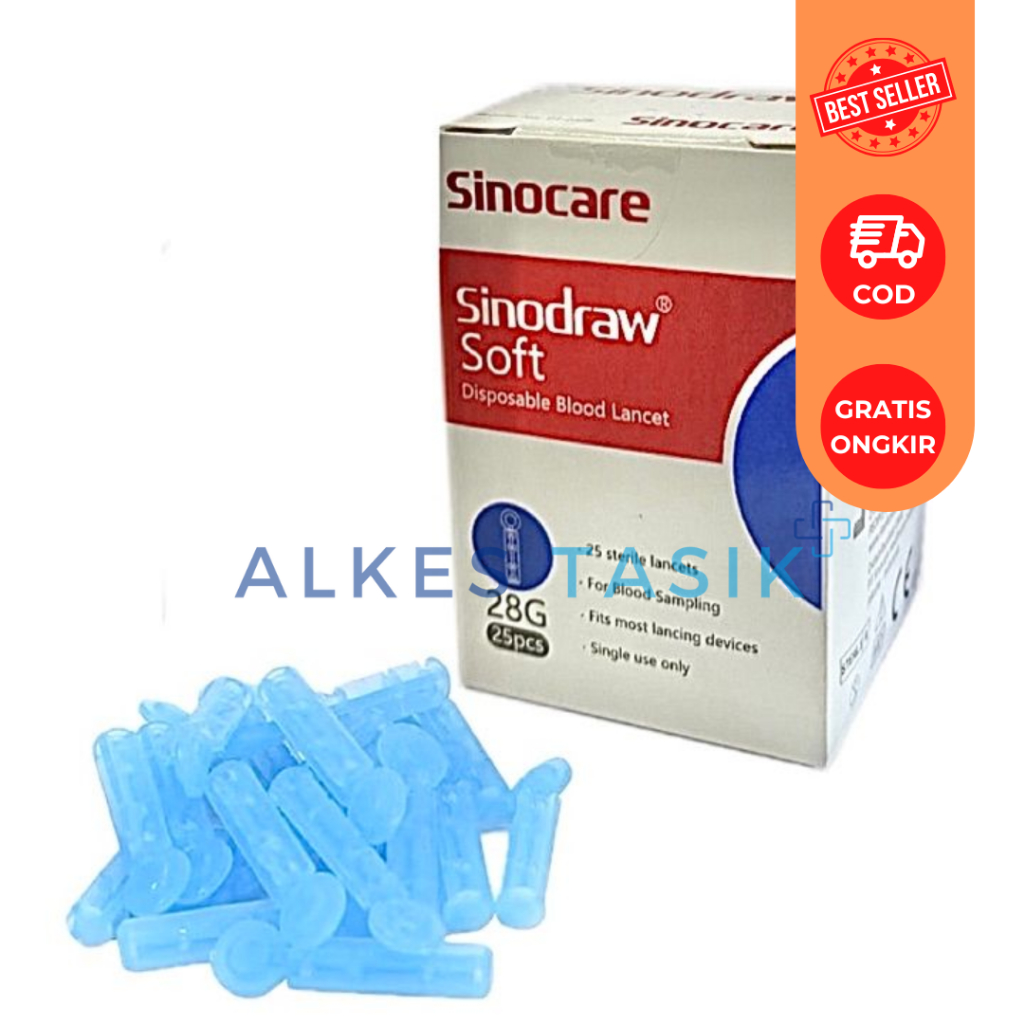 Blood Lancet Sinocare 28G isi 25pcs / Blood Lancet Jarum Lancet Sinodraw