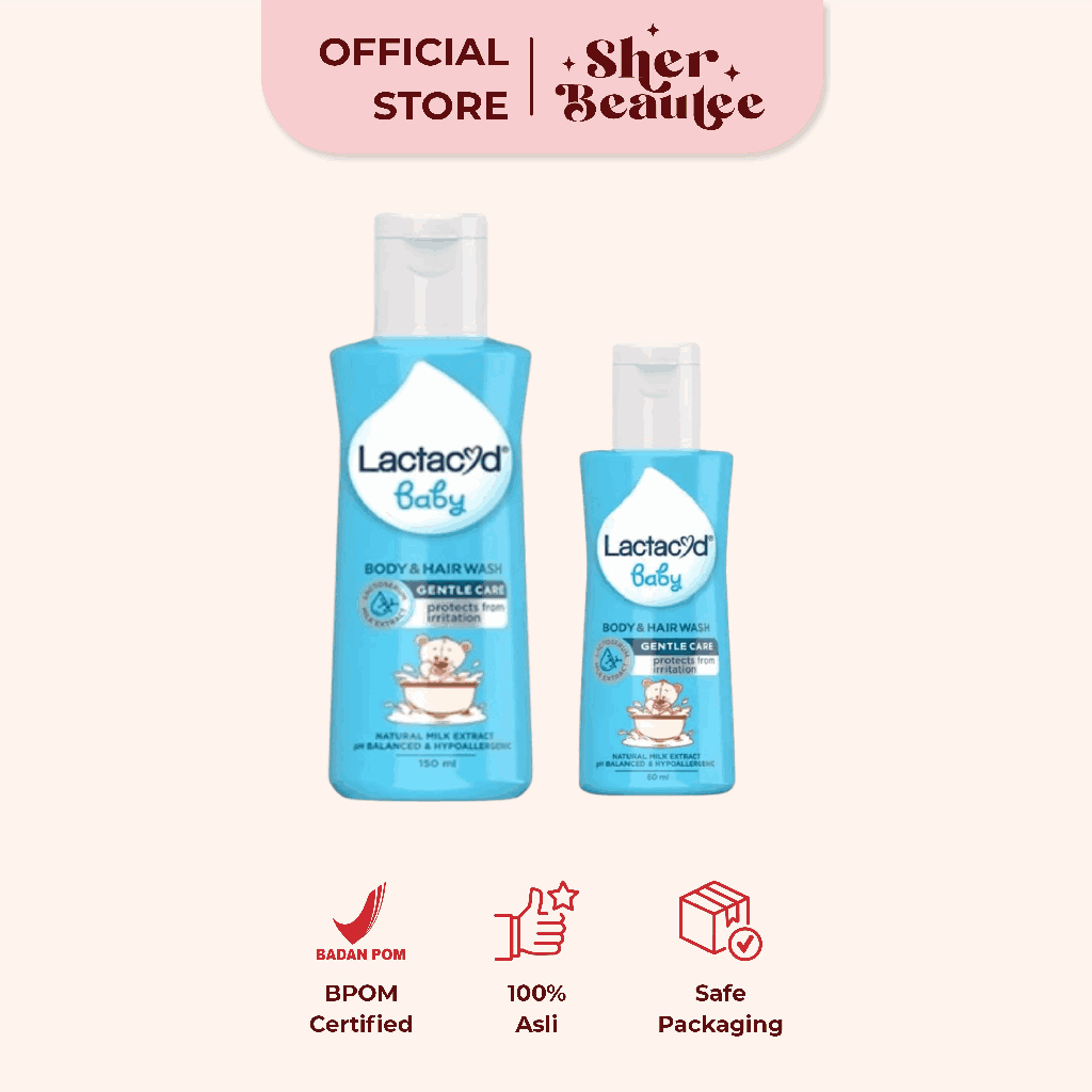 Lactacyd Baby Gentle Care Extra Milk 60ml | 150ml - Hair & Body Wash Menjaga Kebersihan Kulit Bayi S