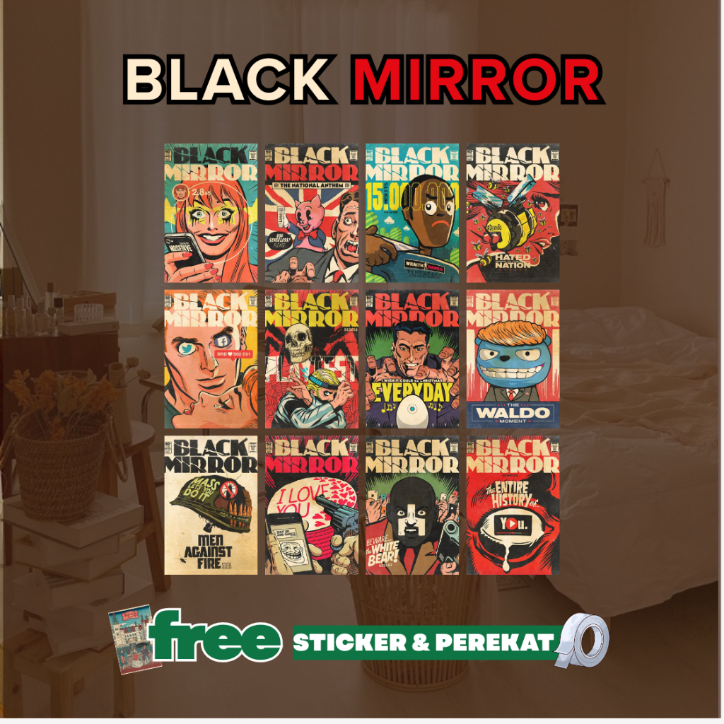 (12 PCS) Poster Dinding Bundle Black Mirror Comics Isi 12 | Poster Kamar | Poster Dinding