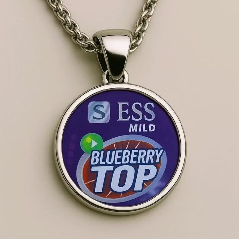 Kalung liontin perak bulat berkode estopblberi pria