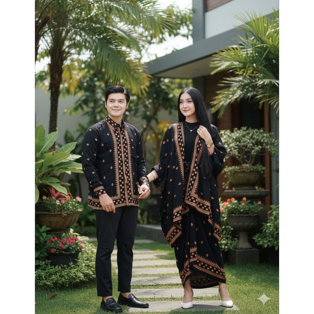 Set Kebaya Couple Baju Kondangan Simple One Set Batik Modern Outer Kimono