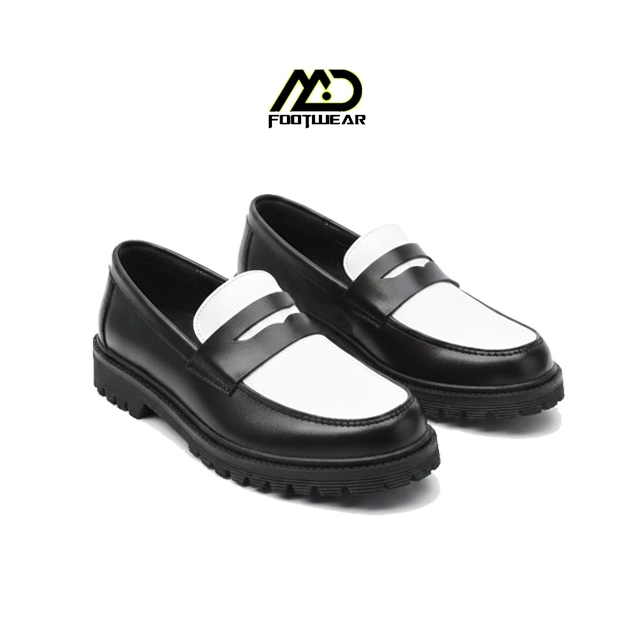 Amd Footwear Luxus Sepatu Penny Loafers Docmart Hitam Putih Terbaru Sepatu Pantofel Pria