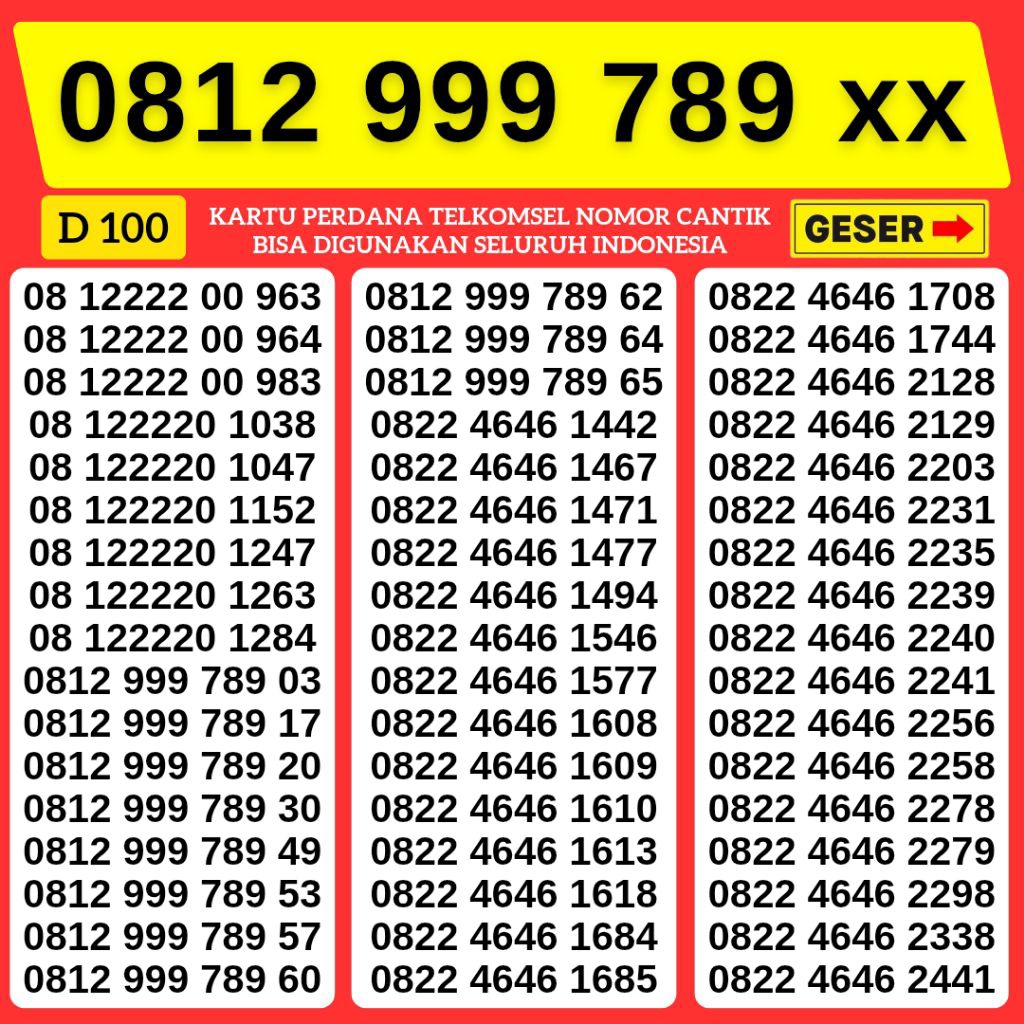 KARTU PERDANA NOMOR CANTIK NOMOR  999 789 SIMPATI 4G 5G TELKOMSEL NOCAN SIMPATI NOMER SIMPATI NOMOR 