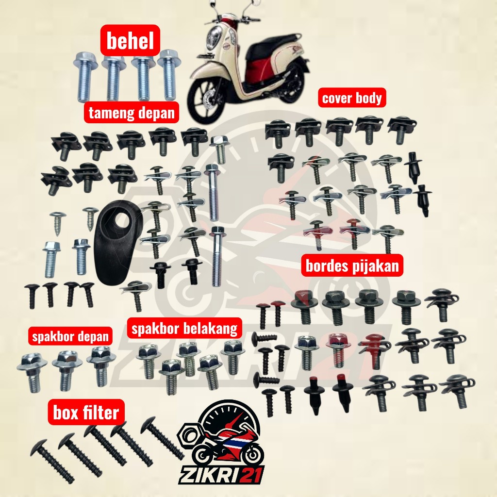 baut motor honda scoopy pgmfi / baut full set scoopy fi 2021-2024