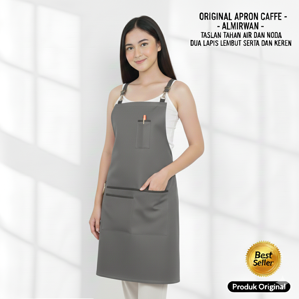 Apron Keren Pria dan Wanita Premium Celemek Masak Apron Waterproof Premium Dua Lapis dengan kombinas