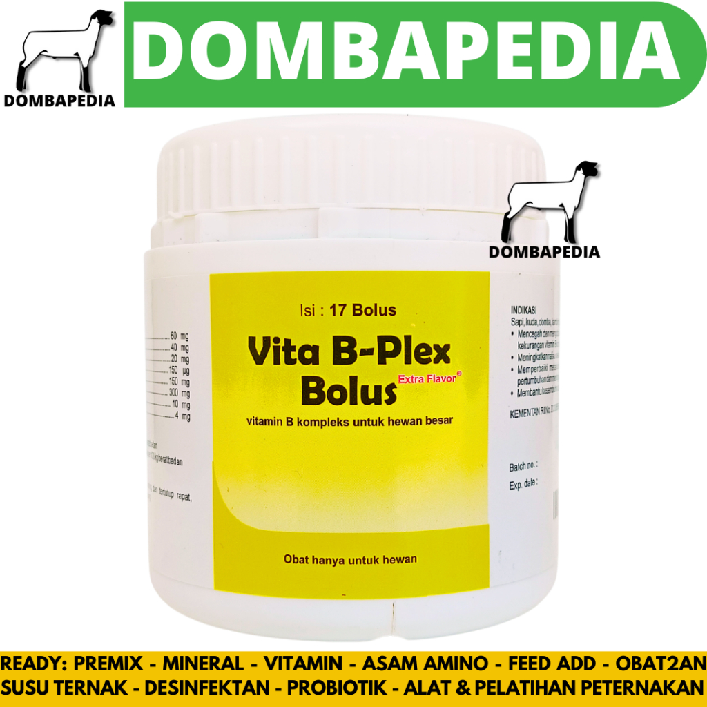 VITA B PLEX BOLUS 1 POT (17 BOLUS) MEDION - Vitamin B Complex Bolus Untuk Ternak Sapi Kambing Domba