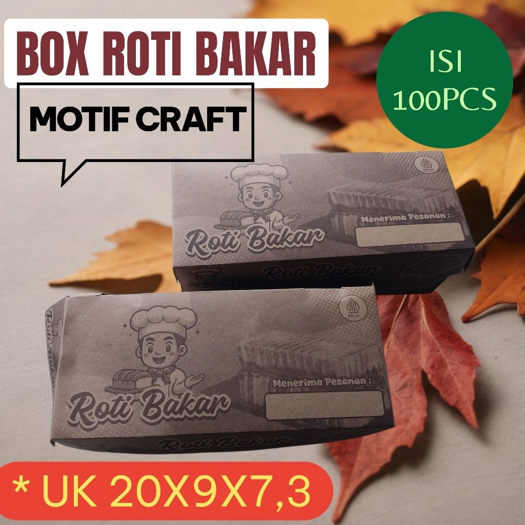 PROMO 100 PCS DUS BOX KOTAK ROTI BAKAR UK 20X9X7// B0X R0TI BAKAR MURAH// DOS ROTI BAKAR MITAH// BOK