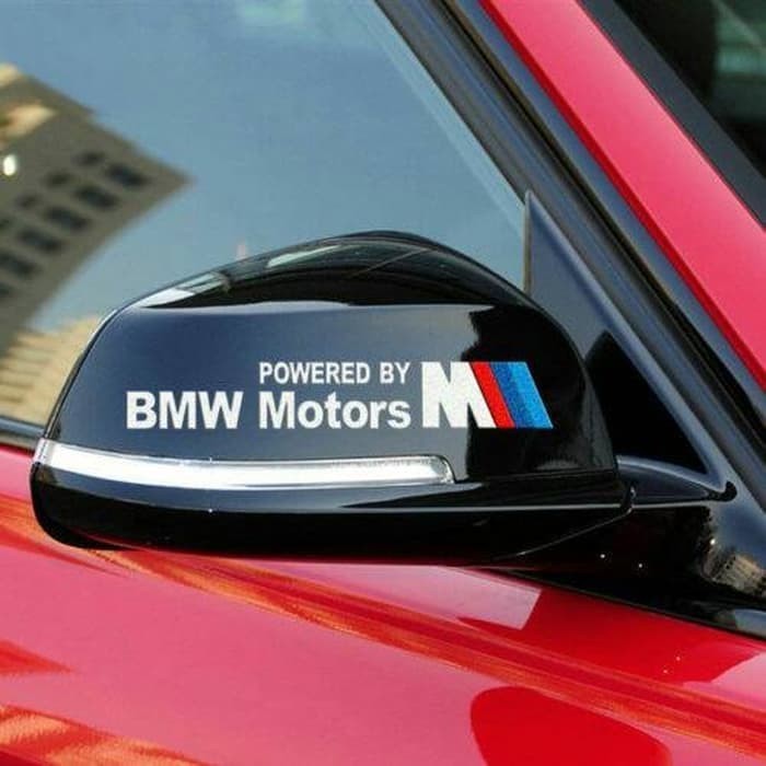 Sticker Motor / Mobil / Laptop Cutting Spion Mobil Powered BMW Stiker Tahan Gores Free Custom