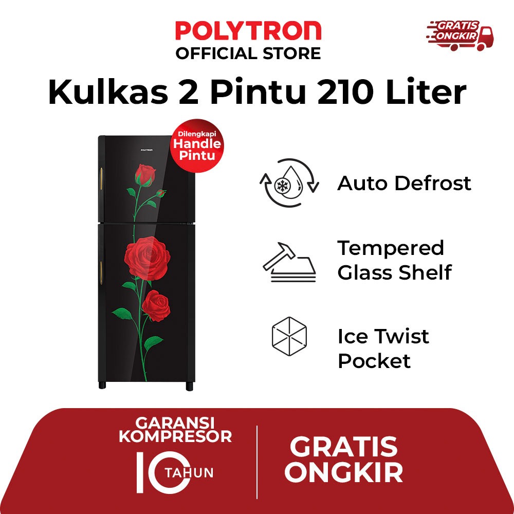 POLYTRON Kulkas 2 Pintu Belleza Varia 210 liter PRM 21DRX