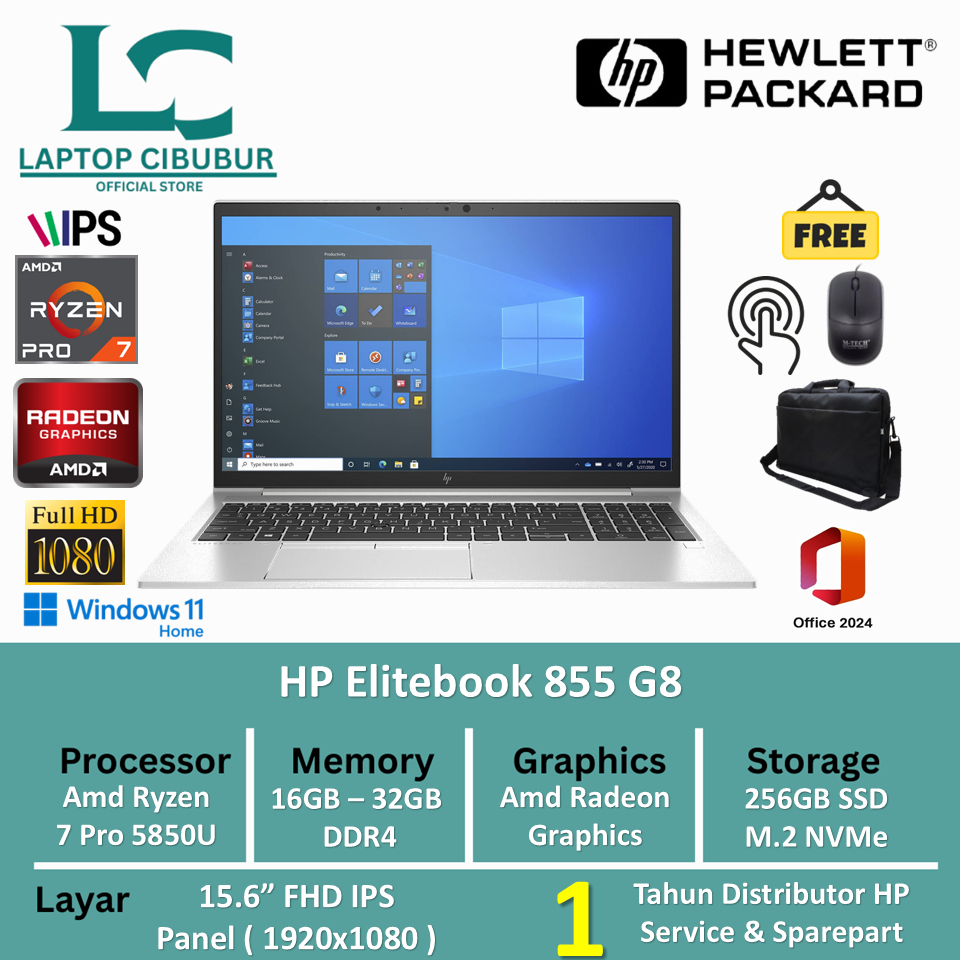 Laptop ELITEBOOK 855 G8 AMD Ryzen 7 Pro 5850U 32GB 1TB SSD FHD IPS Touch backlit windows 11 Home