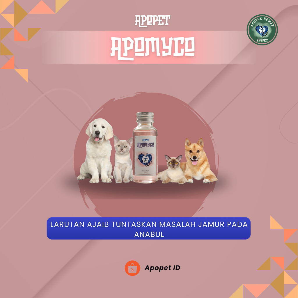 APOMYCO Anti Jamur Kucing & Anjing 10ml – Obat Jamur Paling Ampuh – Ringworm Kurap Rontok Dalam 7 Ha
