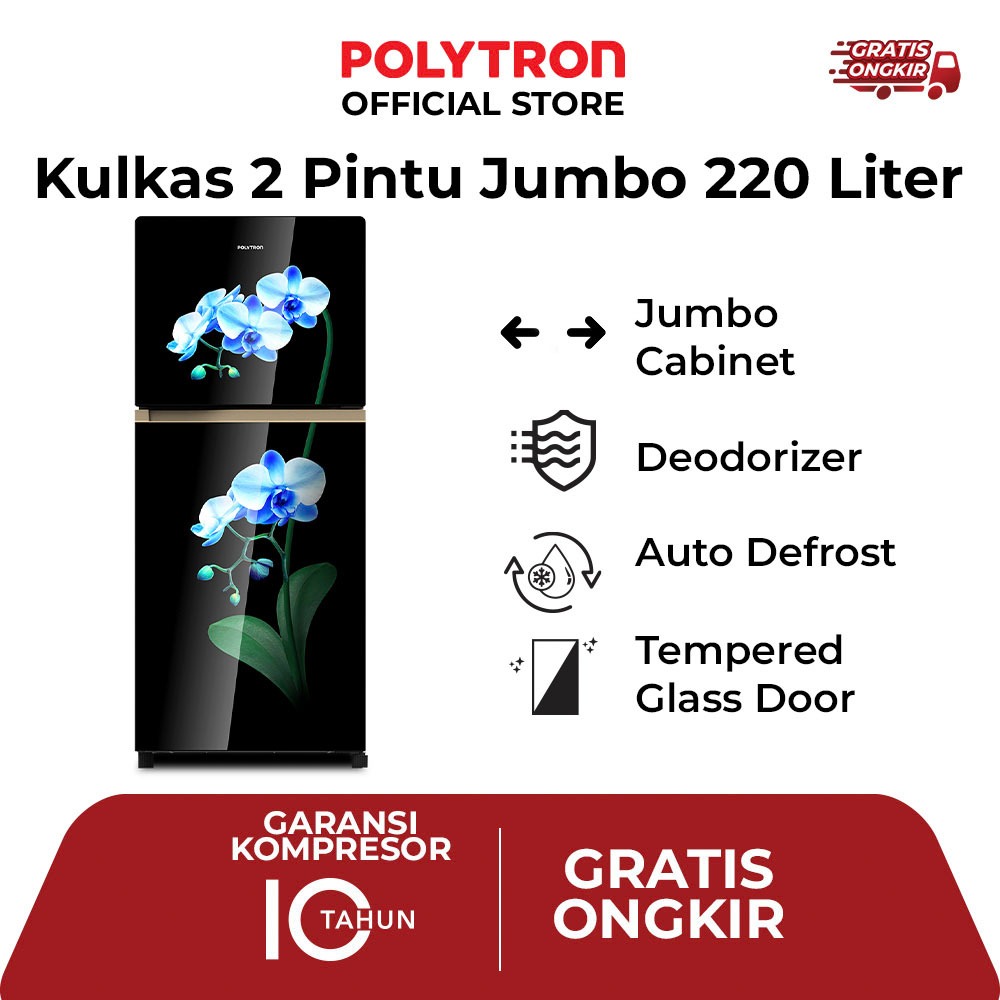 Kulkas POLYTRON Belleza 2 pintu 220 liter PRW 23MOB