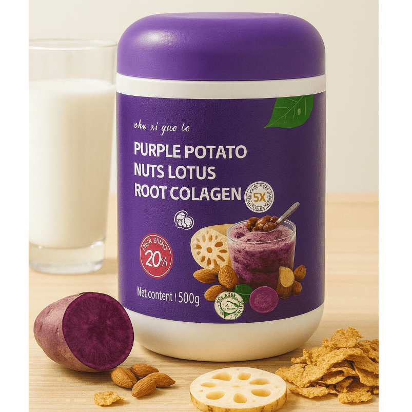 Lotus Root Powder Purple Potato Nut Lotus Root Soup Bubur Akar Teratai Oufen Ubi Ungu