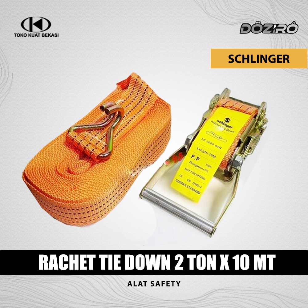 SCHLINGER Rachet tie down 2T x 10mt / Lashing ikat cargo 2 ton Track belt 10 meter