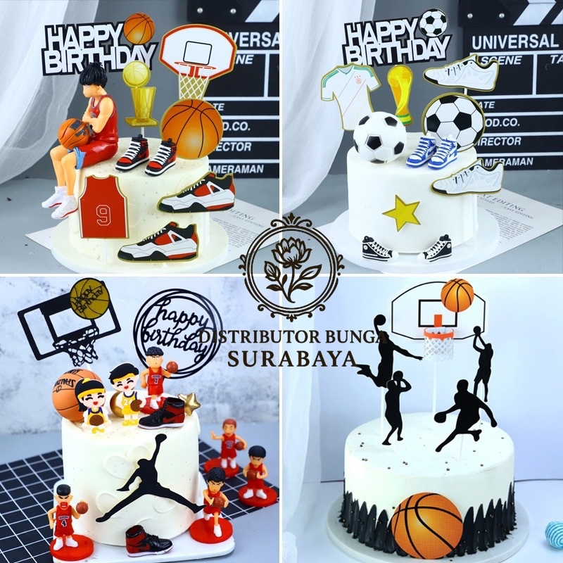 TOPPER KUE BAHAN KERTAS MODEL BASKET BASKETBALL CAKE TOPPER BOLA BASKET RING TOPER KUE HIASAN CUPCAK