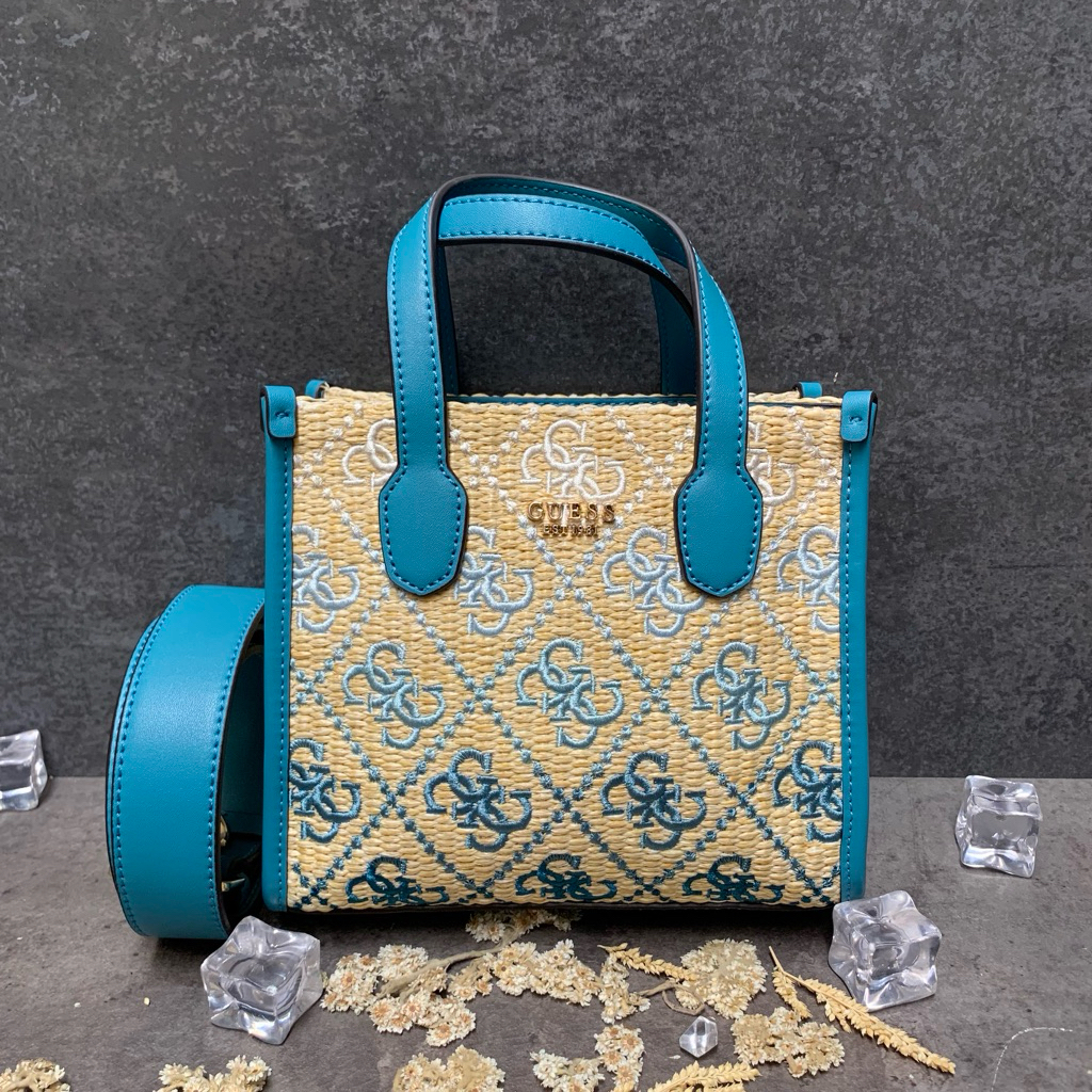 READY SILVANA MINI TOTE 2 COMPARTMENT ORIGINAL GUESS SALE 70% TAS TOP HANDLE SELEMPANG WANITA