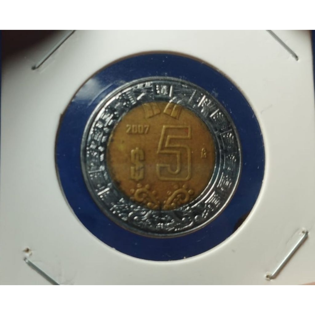 KOIN LAMA 5 PESO MEKSIKO BIMETAL TAHUN 2007