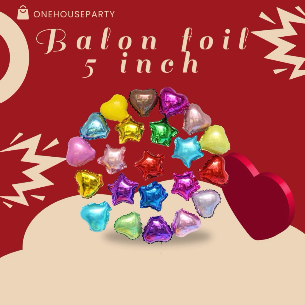 Balon Foil Love 5 INCH 15 cm Mini Balon Foil Love Ukuran Mini One house party