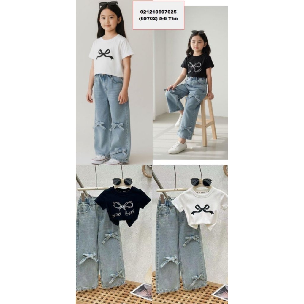 ready set kaos pita kulot jeans  5-6 Thn