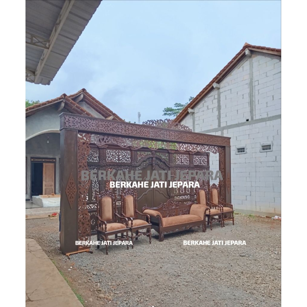 GEBYOK PELAMINAN MODEL JAWA/PELAMINAN ADAT JAWA/BACKDROP PELAMINAN JAWA