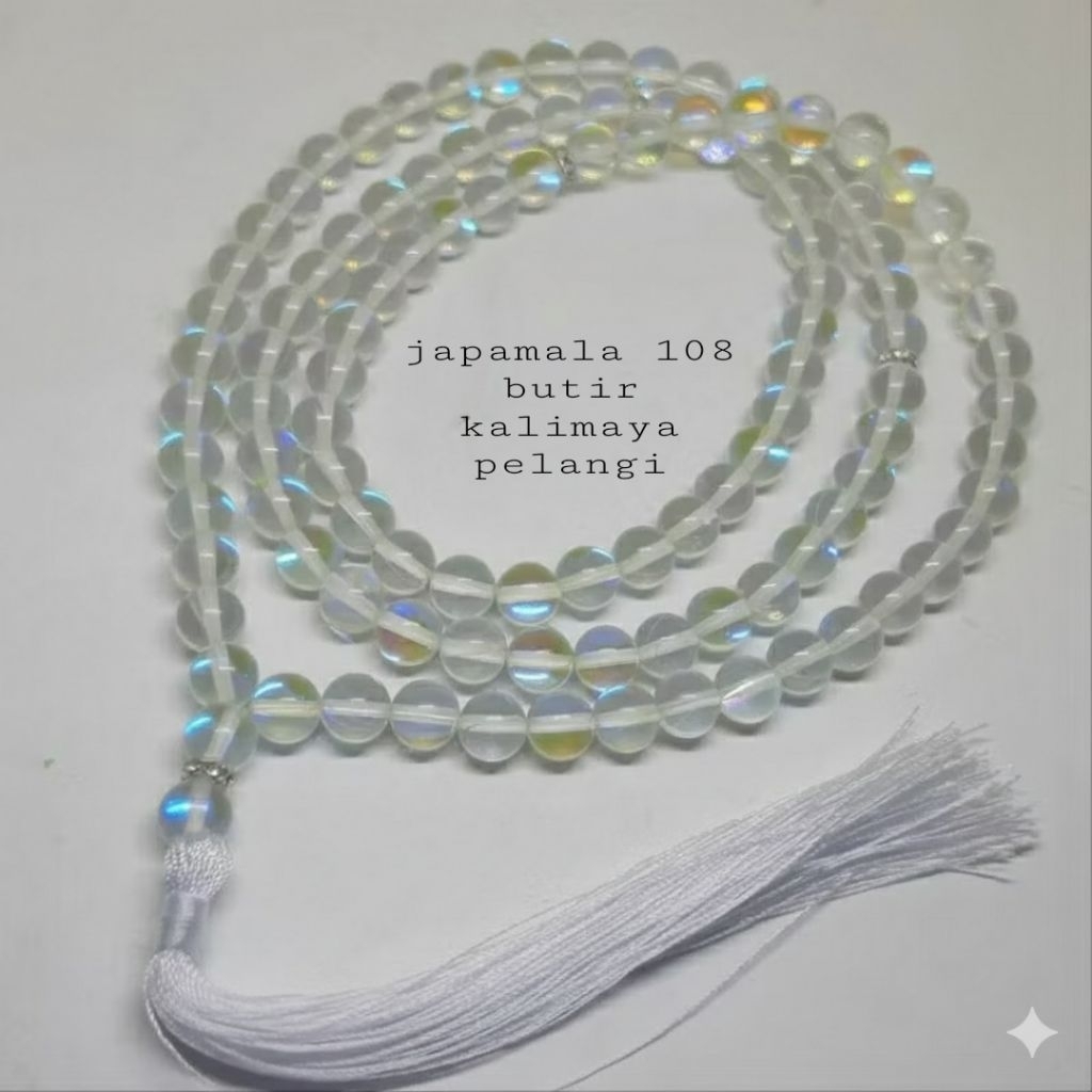 tasbih japamala 108 batu kalimaya pelangi india 8 mm full jarong