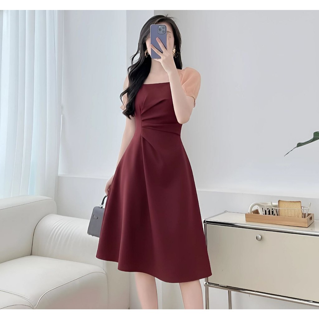 Dress Wanita VELOVE dengan Bahan Scuba Premium