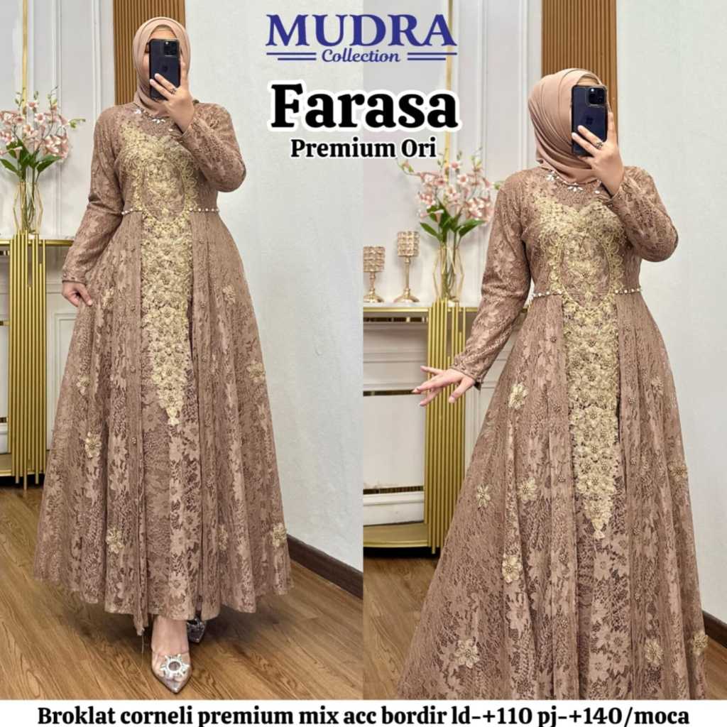 Dress Gamis Wanita Brokat-Broklat Ori Premium- Elegan, Mewah, Modis Untuk Pesta dan Kondangan