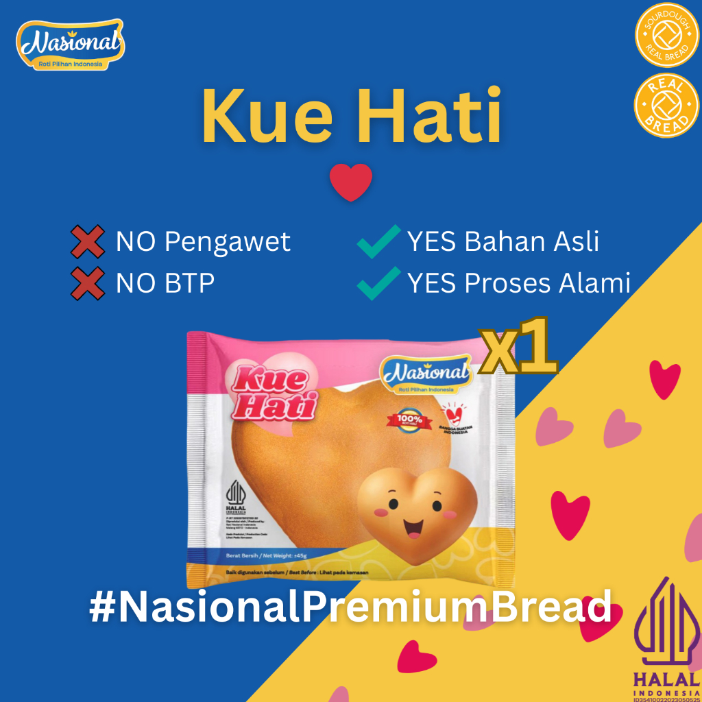 NASIONAL Kue Hati (Halal Tanpa Pengawet)(Butter Susu)(Premium Sehat)(Empuk Lembut)