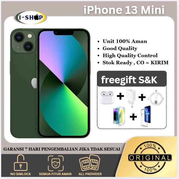 iPhone 13 Mini 128GB,256GB Second Ori Apple Kondisi Mulus & Normal, ALL SIM , KUALITAS TERJAMIN
