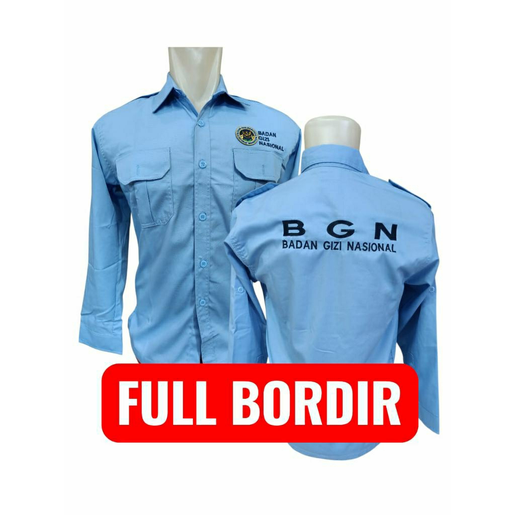 SERAGAM BGN TERBARU FULL BORDIR BIRU MUDA/KEMEJA BGN FULL BORDIR TERBARU/ KEMEJA BGN/ SERAGAM BGN