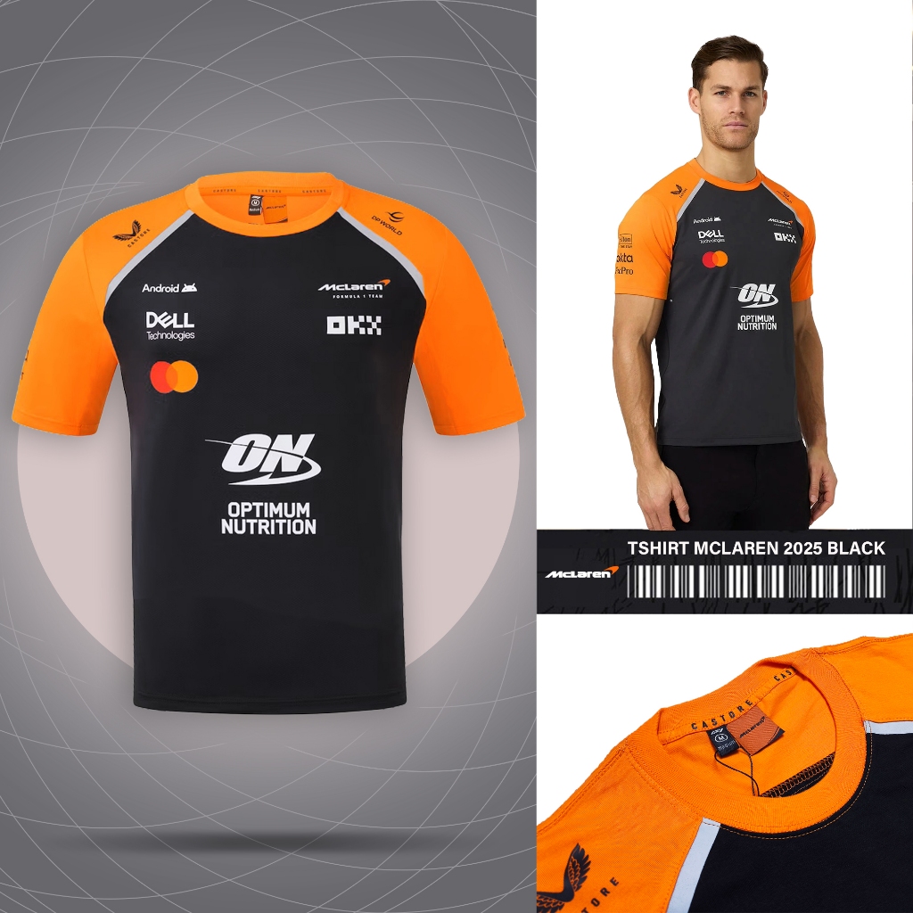 TSHIRT McLAREN F1 Team 2025 Black Kaos MCLAREN Racing Formula One Premium hitam