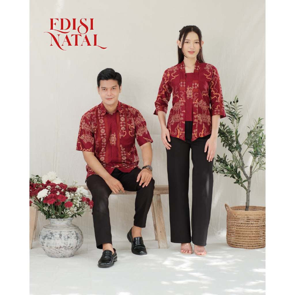 [SPESIAL NATAL] Batikid — Atasan Wanita Kemeja Pria Batik Merah — Bolero Kebaya Natal – Semua Series
