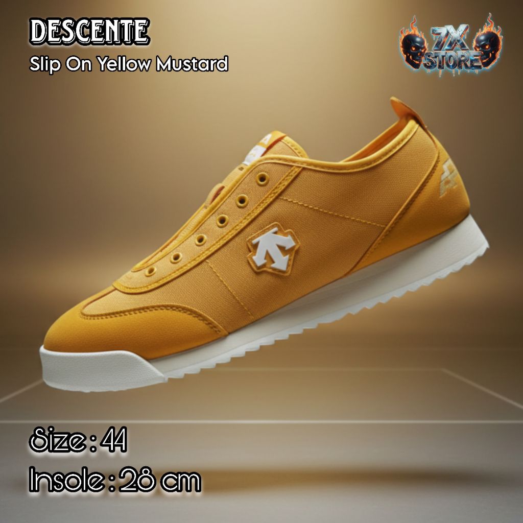 SEPATU SNEAKERS PRIA/WANITA CASUAL UNISEX DESCENTE SLIP ON YELLOW MUSTARD & SEPATU ANAK