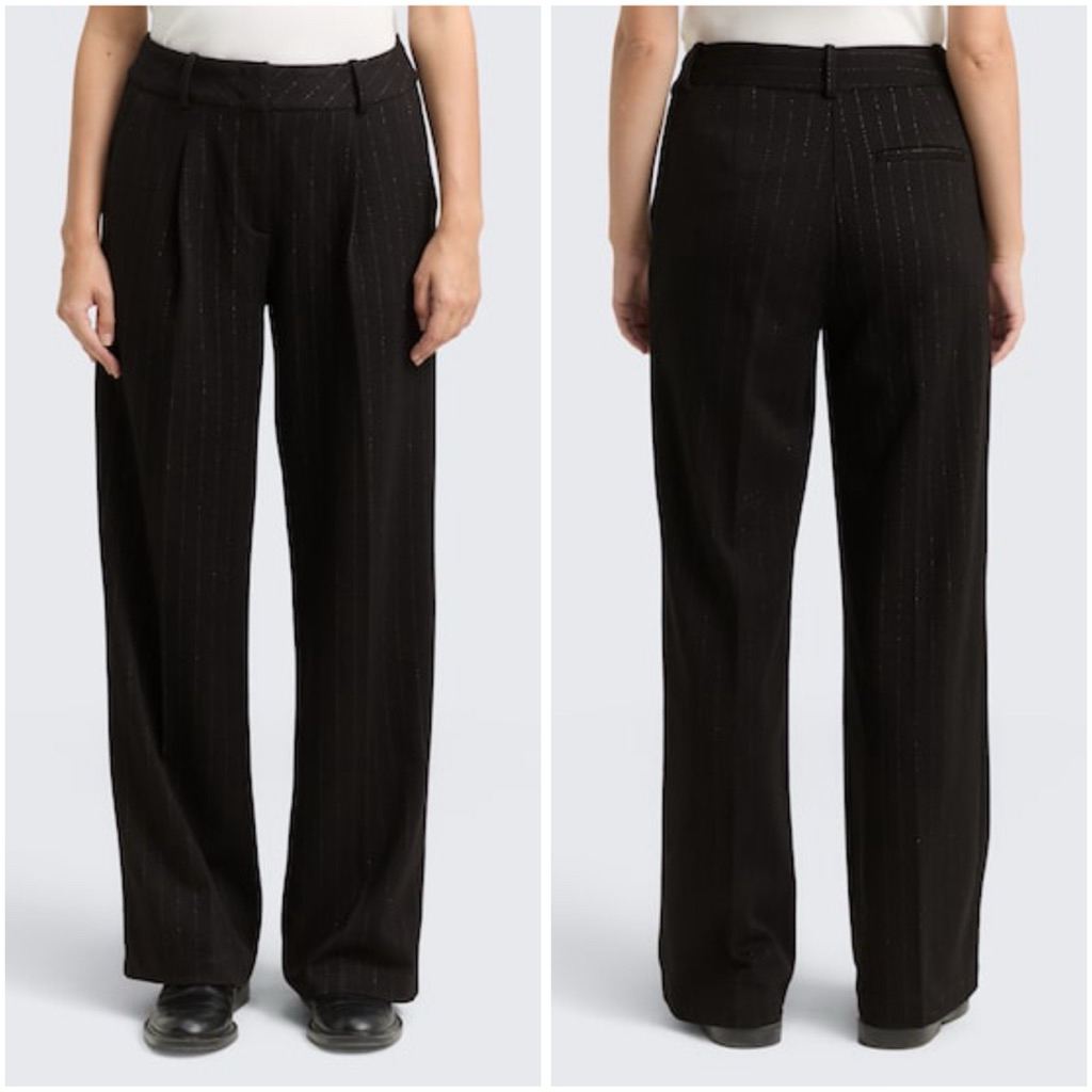 Celana Panjang Wanita Kulot Tom Tailor With Glitter Effect Wide Leg Trousers