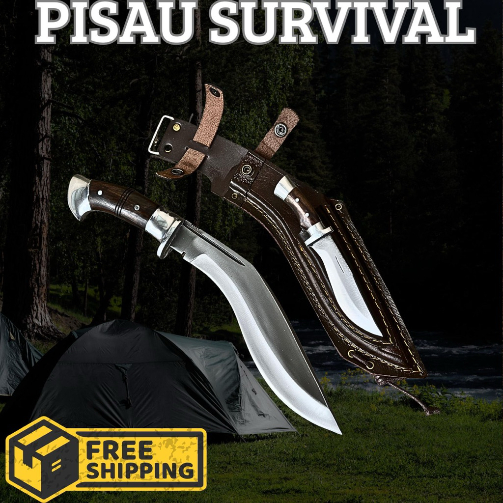 Pisau Baja Multifungsi | Pisau Kukri Survival Outdoors Elite Dan Mewah