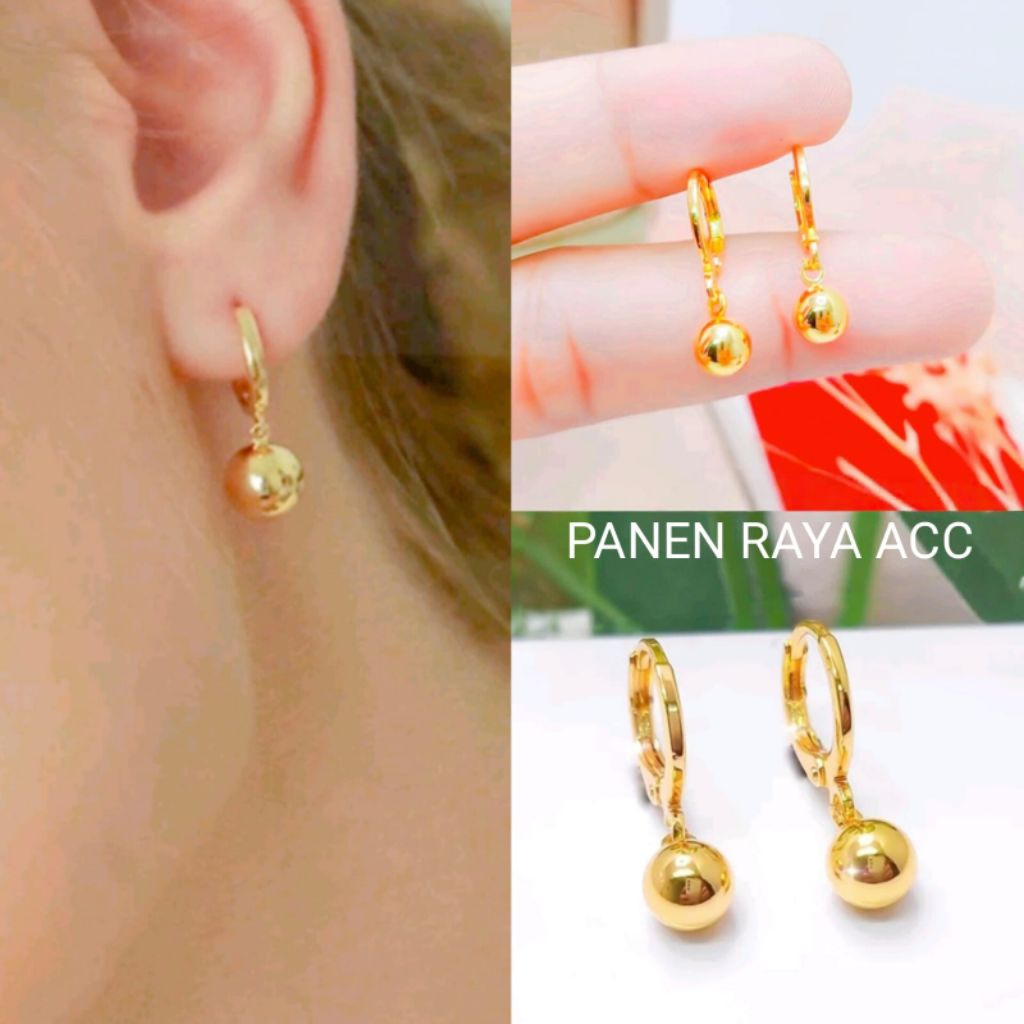 Anting Jepit Bola Gantung Titanium ANTI KARAT