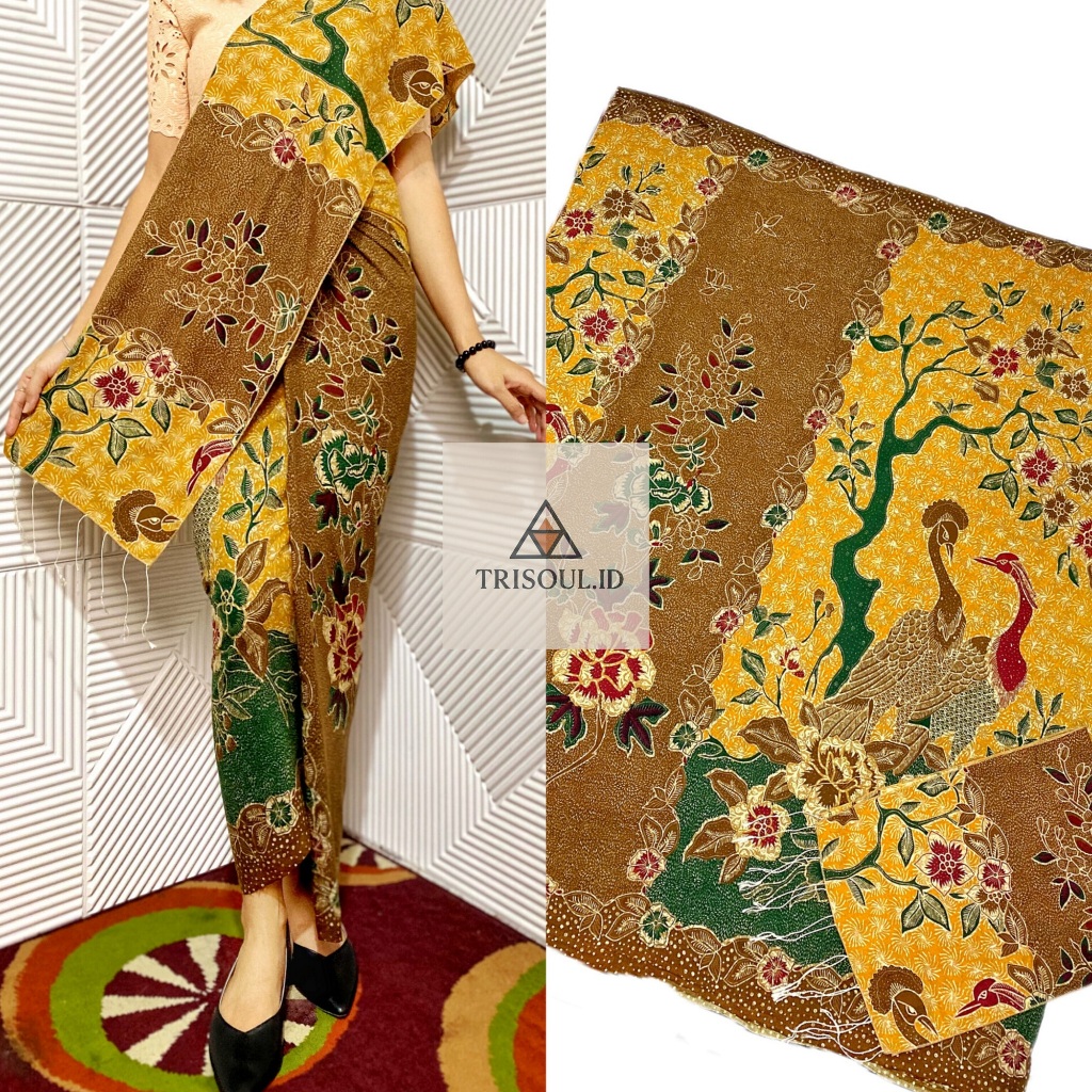 kain batik lembaran motif merak jambul warna pink / setelan kebaya wanita tradisional 2025