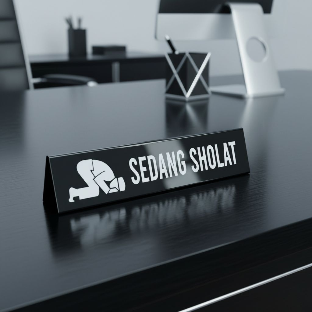 Signage papan akrilik sedang sholat/sedang istirahat