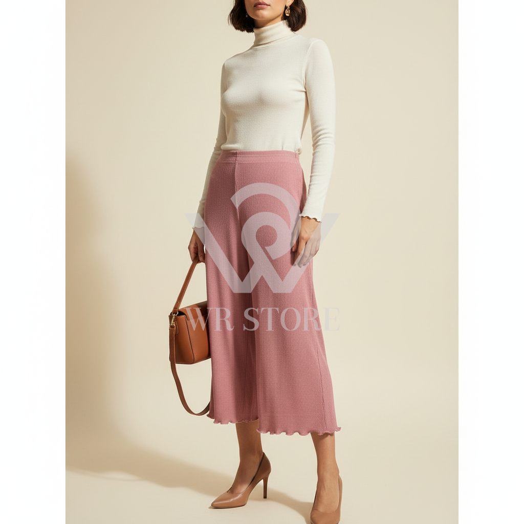 CELANA PENDEK JUMBO Wanita Bahan RIB Premium 7/8 | Kulot High Waist Nyaman Murah