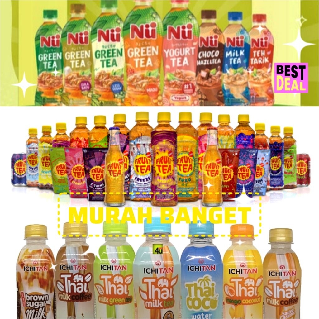 TERMURAH  Minuman Botol NU Green Tea, Fruit Tea, Ichitan, Frestea aneka rasa