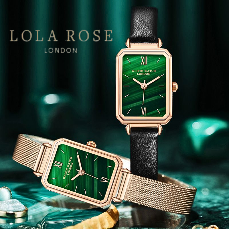 Lola Rose Women's Gemstone Inspiration Genuine Leather Strap Watch Jam tangan wanita Hadiah untuk wa
