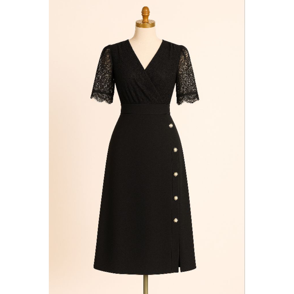 Dress Hitam / dress korea / dres wanita / dress terbaru / dress brokat / dres / hitam