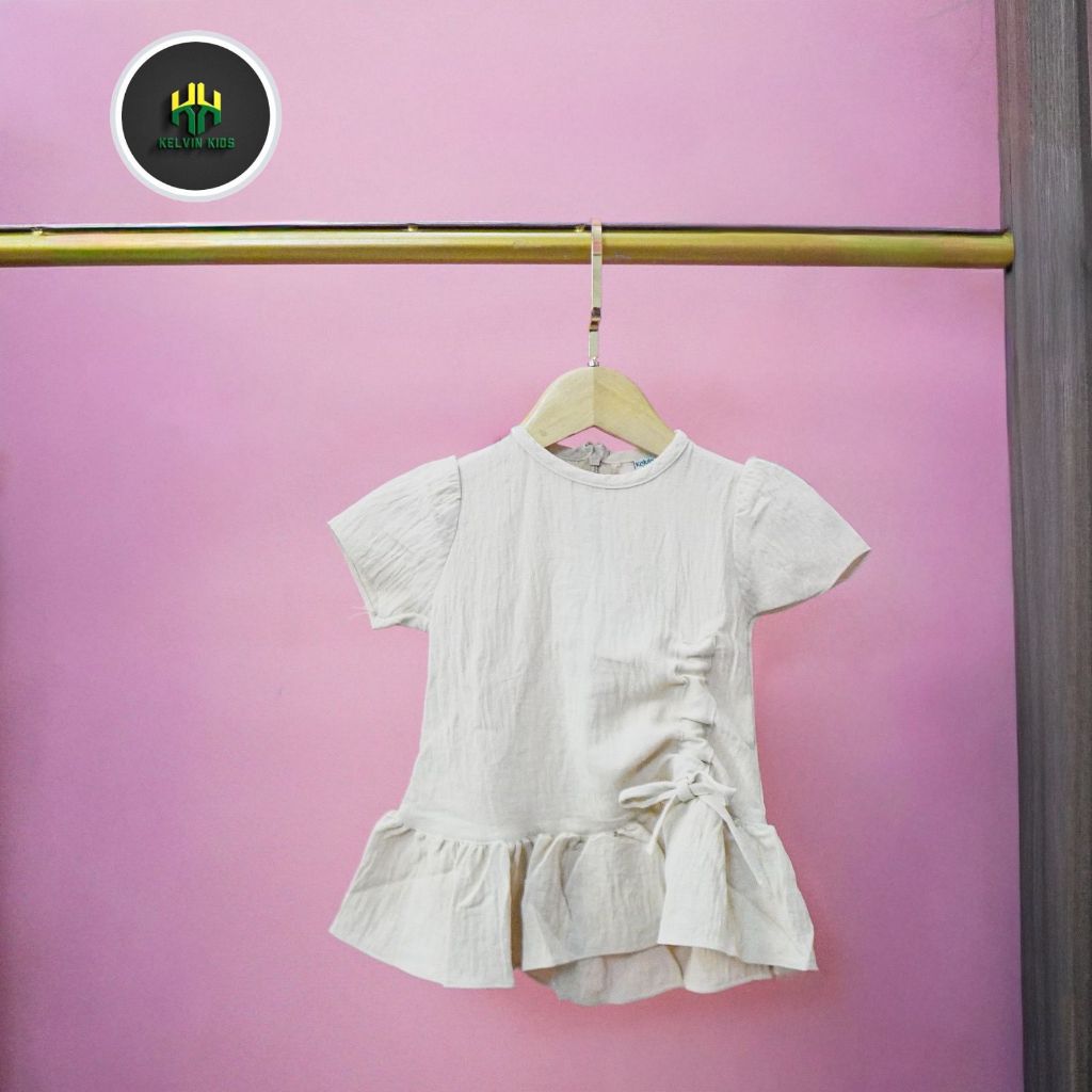 BAJU ANAK PEREMPUAN DRESS RUFFLE TANGAN MOTIF BARU KELVIN KIDS