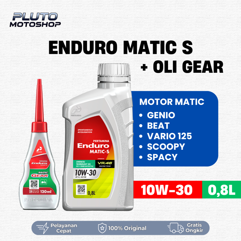 Paket Oli Enduro Matic S dan Oli Gardan - Oli Motor Pertamina 100% Asli Original
