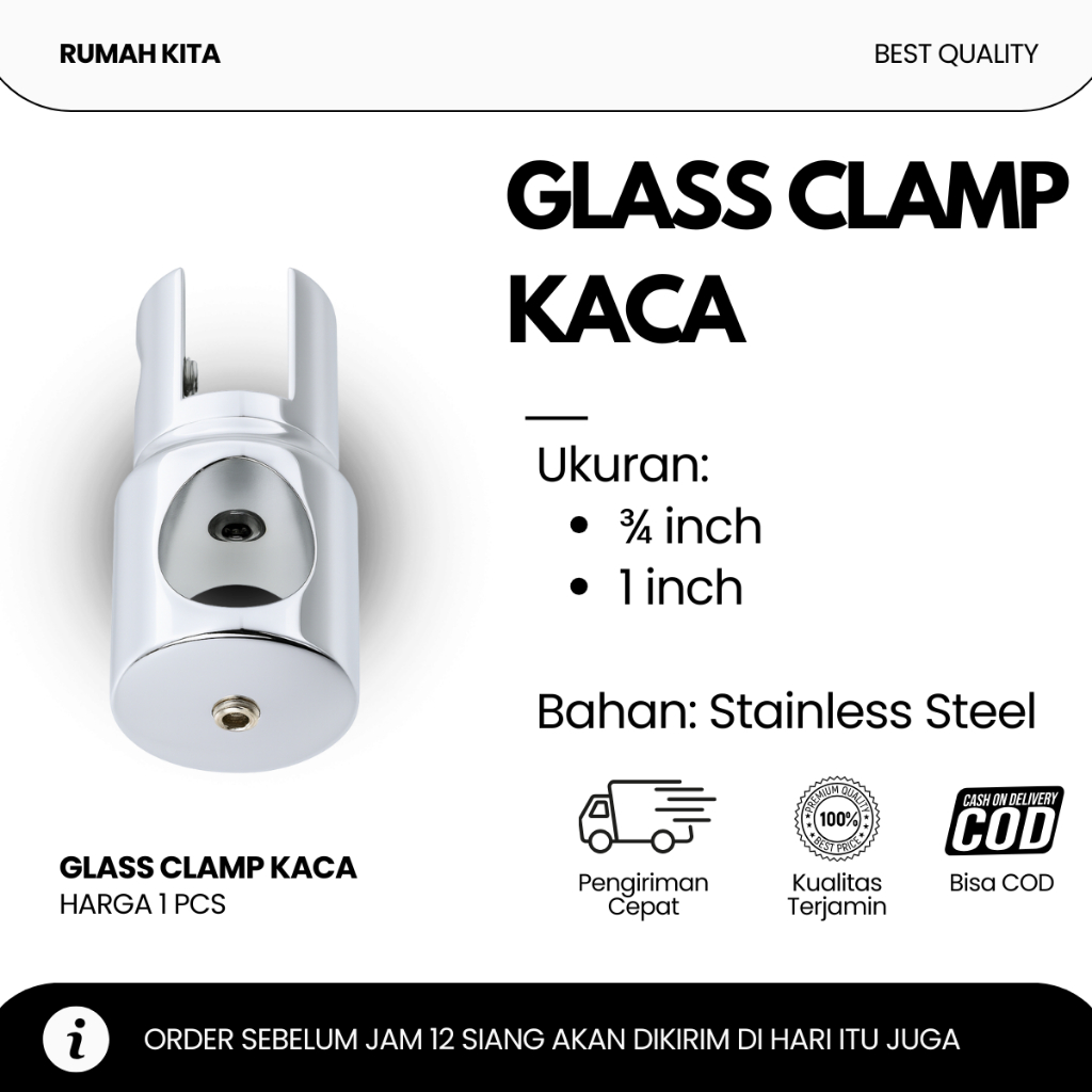 Klem Pipa Kaca 19/25mm Stainless Steel